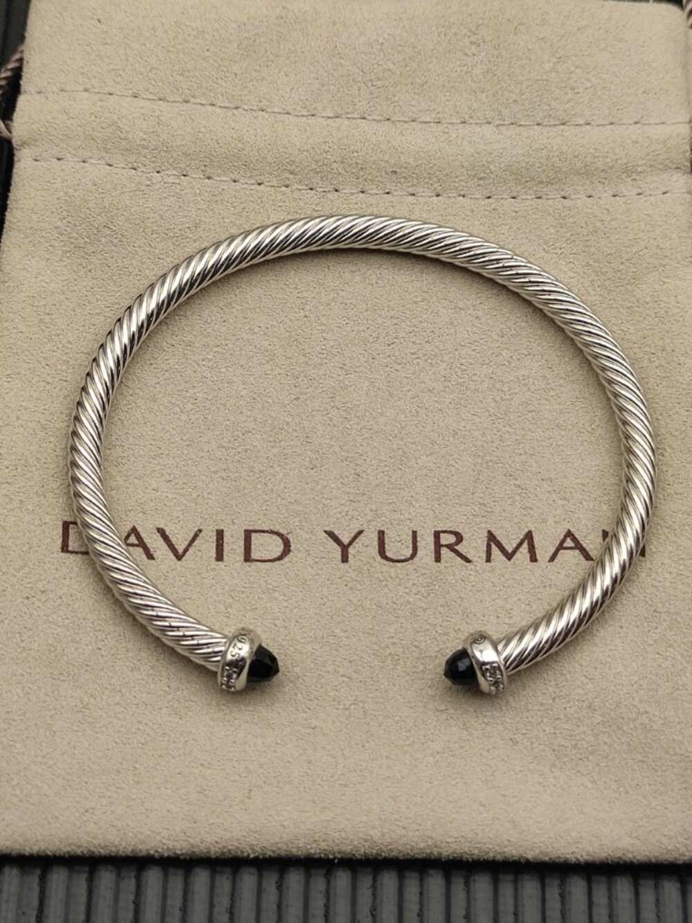 ◽️David Yurman◽️ Silver 4mm Black Diamond Bracelet with Diamonds